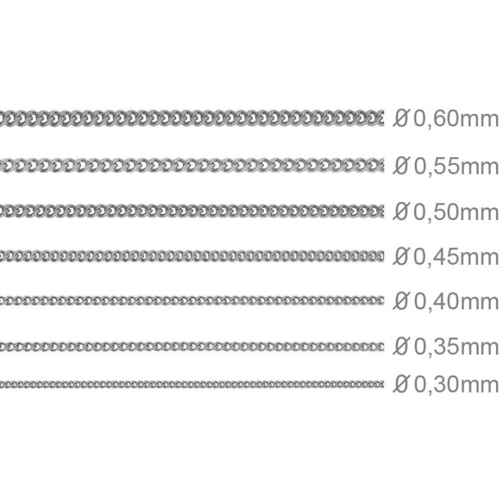 Gourmette - Chaine or blanc 50cm