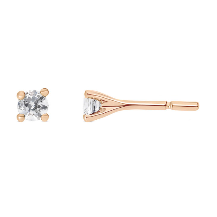 Zoe - Boucles d'oreilles or rose et diamant 0.20ct