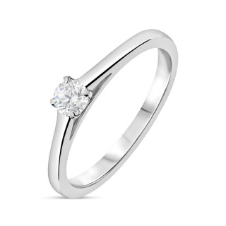 Zoe - Solitaire or blanc et diamant 0.15ct