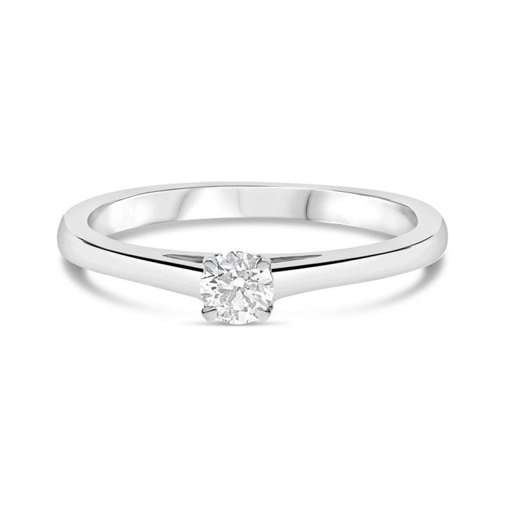 Zoe - Solitaire or blanc et diamant 0.15ct