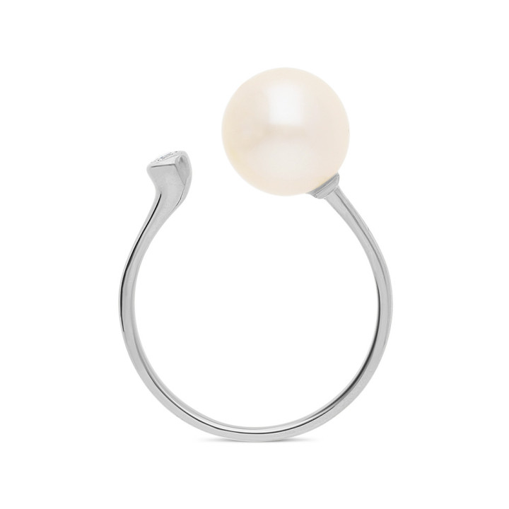 Adriana - Bague or blanc perle de culture et diamant