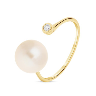 Adriana - Bague or jaune perle de culture et diamant
