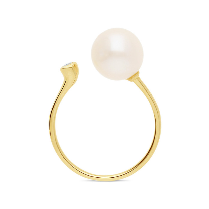 Adriana - Bague or jaune perle de culture et diamant