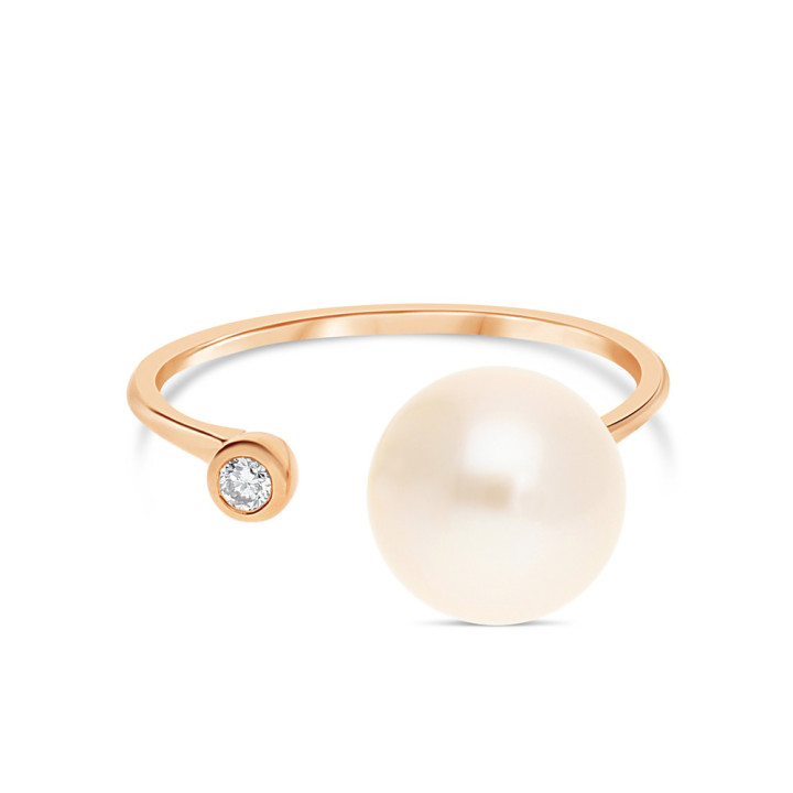 Adriana - Bague or rose perle de culture et diamant