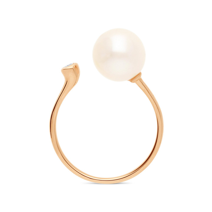 Adriana - Bague or rose perle de culture et diamant