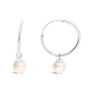 Clara - Boucles d'oreilles or blanc et perle de culture