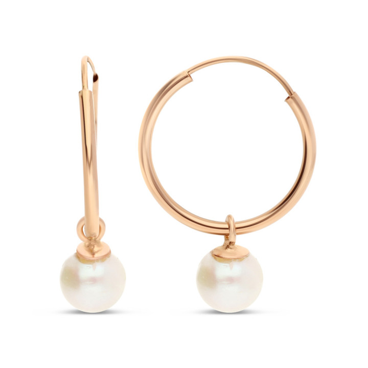 Clara - Boucles d'oreilles or rose et perle de culture