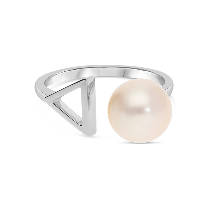 Cleopatre - Bague or blanc et perle de culture