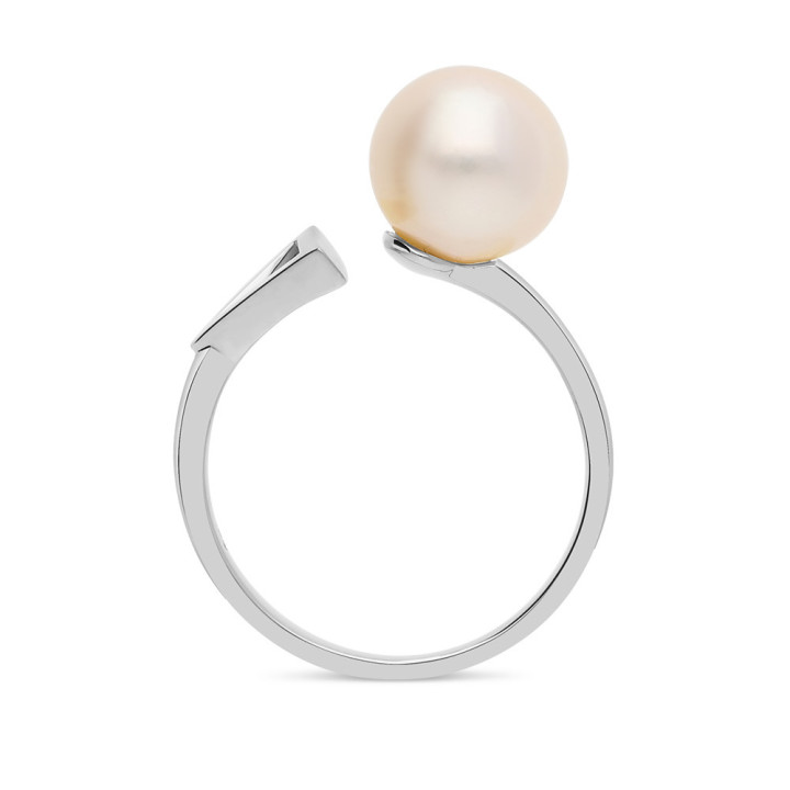 Cleopatre - Bague or blanc et perle de culture