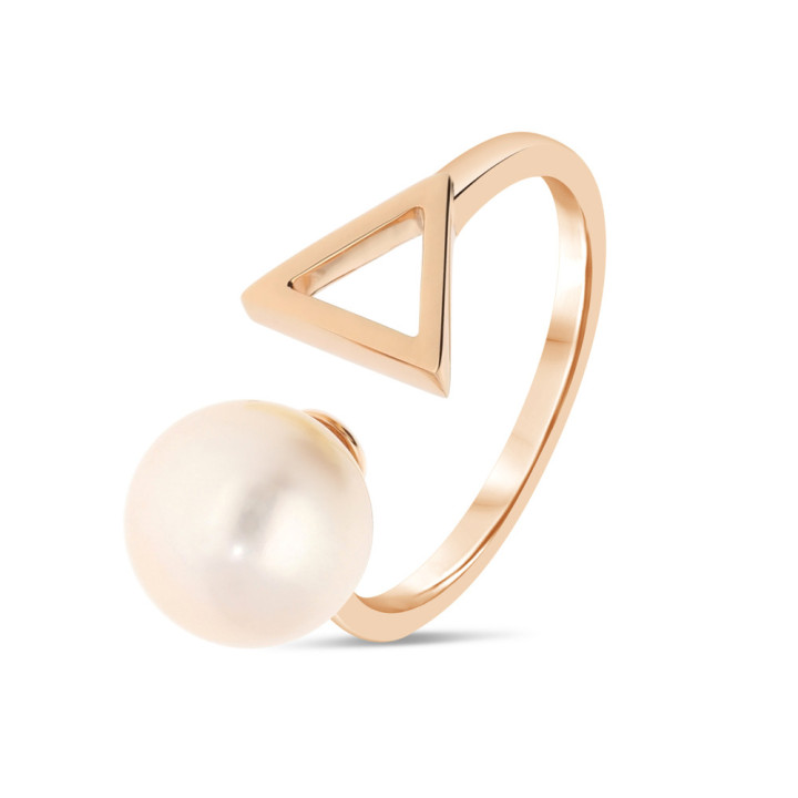 Cleopatre - Bague or rose et perle de culture