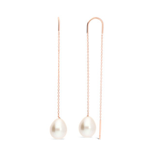 Cleopatre - Boucles d'oreilles or rose et perle de culture