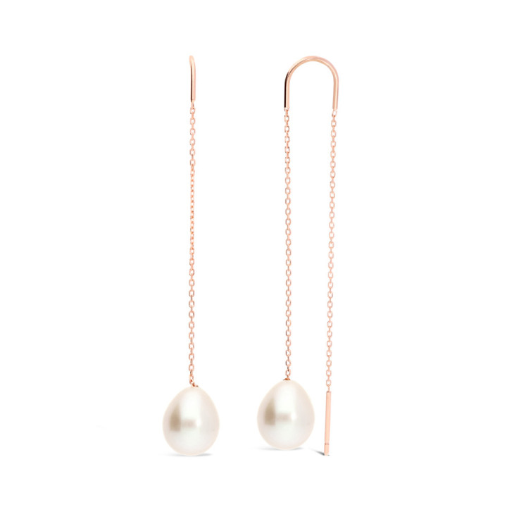 Cleopatre - Boucles d'oreilles or rose et perle de culture