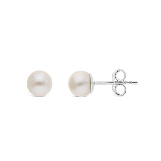 Valeria - Boucles d'oreilles or blanc et perle de culture