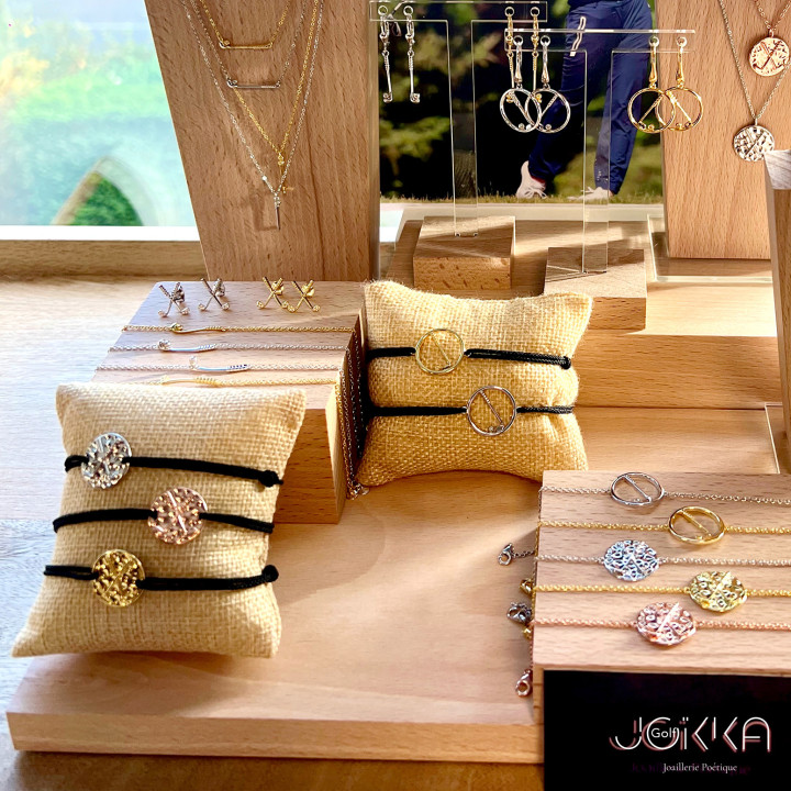 Médaillon club golf - Bracelet argent, finition rosé