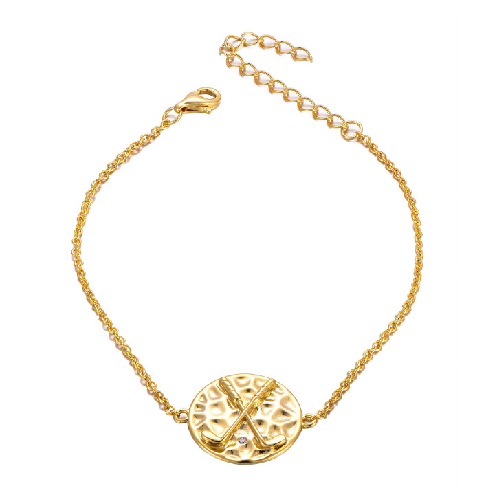 Médaillon club golf - Bracelet argent et topaze, finition doré