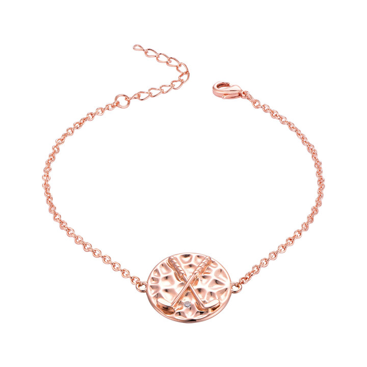 Médaillon club golf - Bracelet argent et topaze, finition rosé