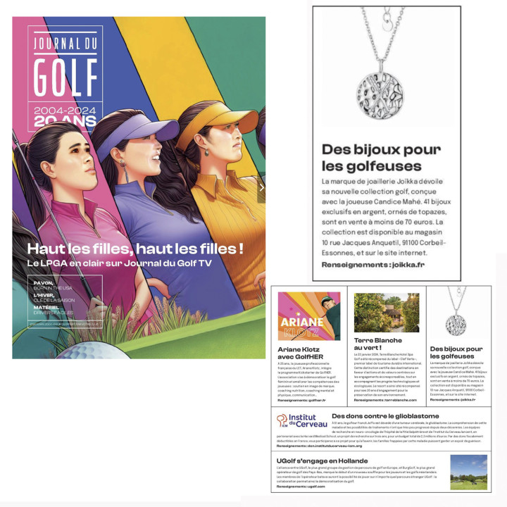 Médaillon club golf - Collier argent, finition doré