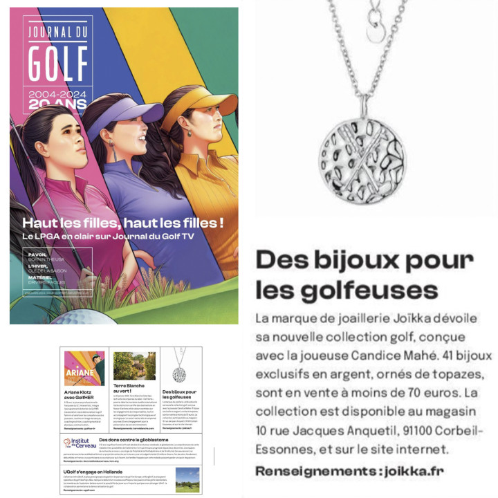 Médaillon club golf - Bracelet argent, finition doré