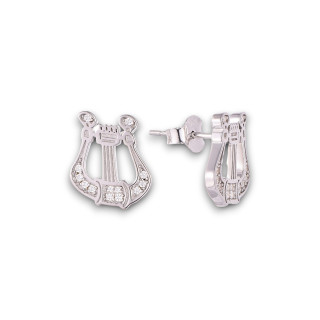 Lyre - Boucles d'oreilles argent et oxyde, finition rhodié