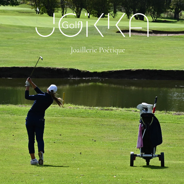 Médaillon club golf - Bracelet argent et topaze, finition rosé