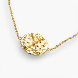 Médaillon club golf - Bracelet argent et topaze, finition doré