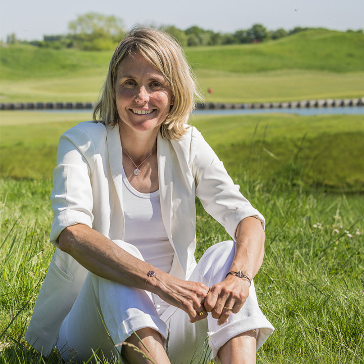 Médaillon club golf - Bracelet argent et topaze, finition rosé