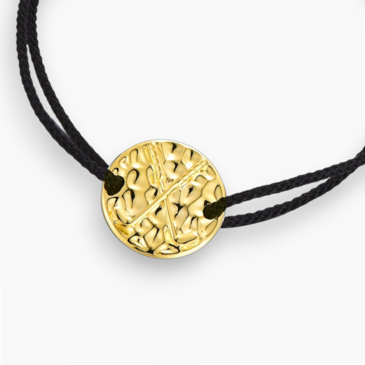 Médaillon club golf - Bracelet argent et topaze, finition doré