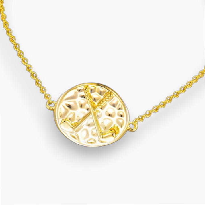Médaillon club golf - Bracelet argent, finition doré