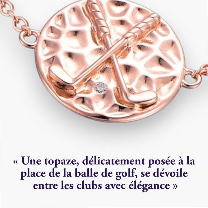 Médaillon club golf - Bracelet argent, finition rosé