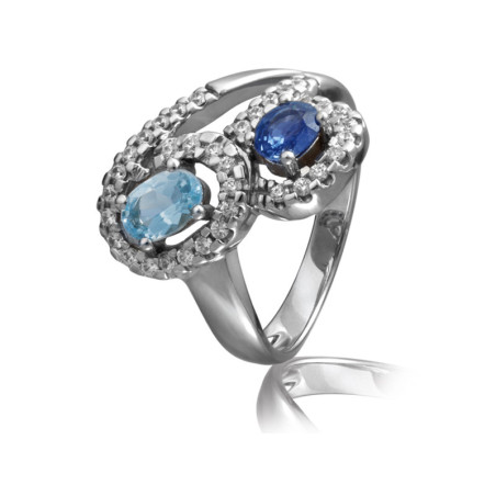 Abas - Bague or blanc saphir et diamant