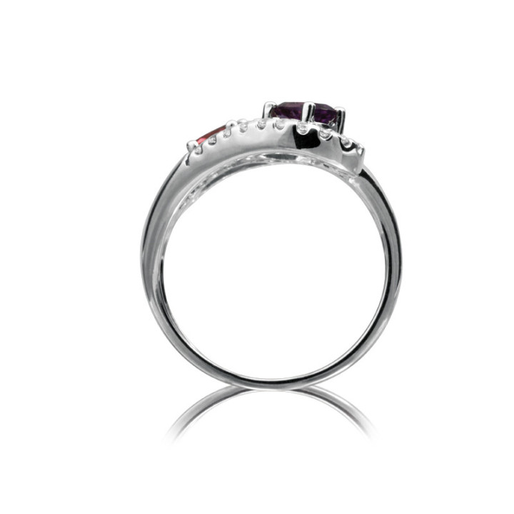 Abas - Bague or blanc améthyste et diamant