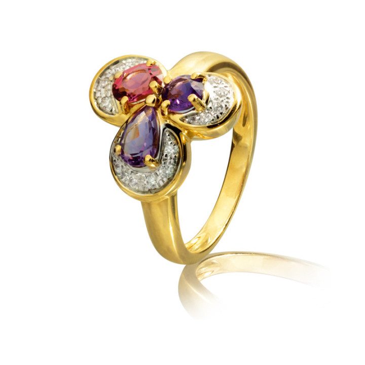 Atalante - Bague or jaune améthyste et diamant