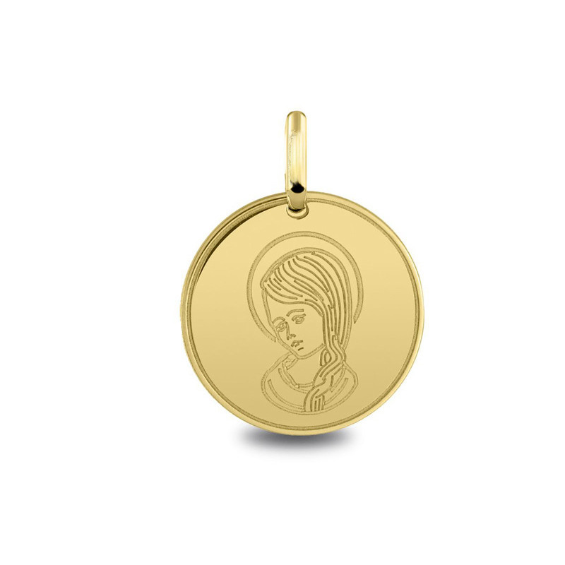 Vierge cheveux tresse - Médaille baptême or | Carat et Moi