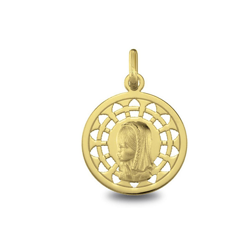 Vierge jeune - Médaille baptême or | Carat et Moi