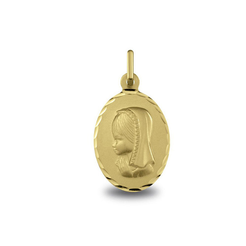 Vierge jeune - Médaille baptême or | Carat et Moi