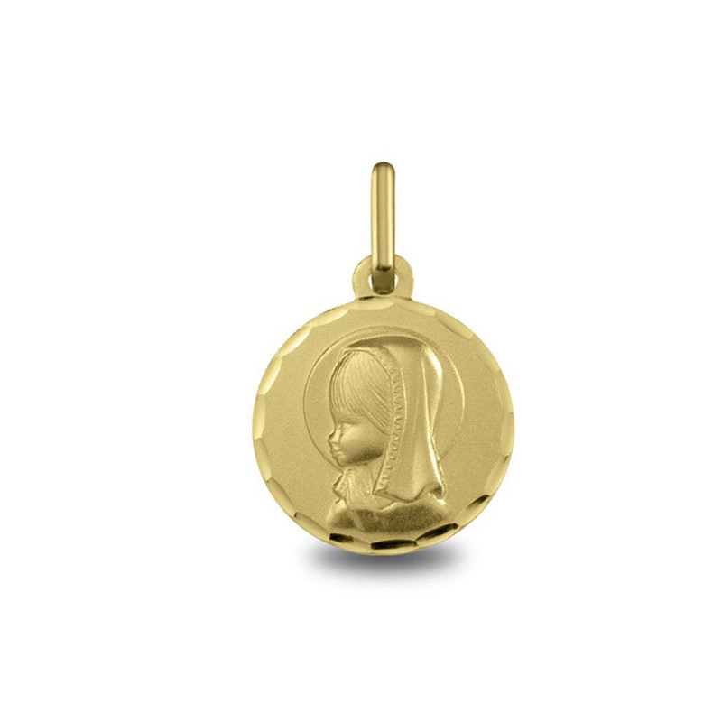 Vierge jeune aureolee - Médaille baptême or | Carat et Moi