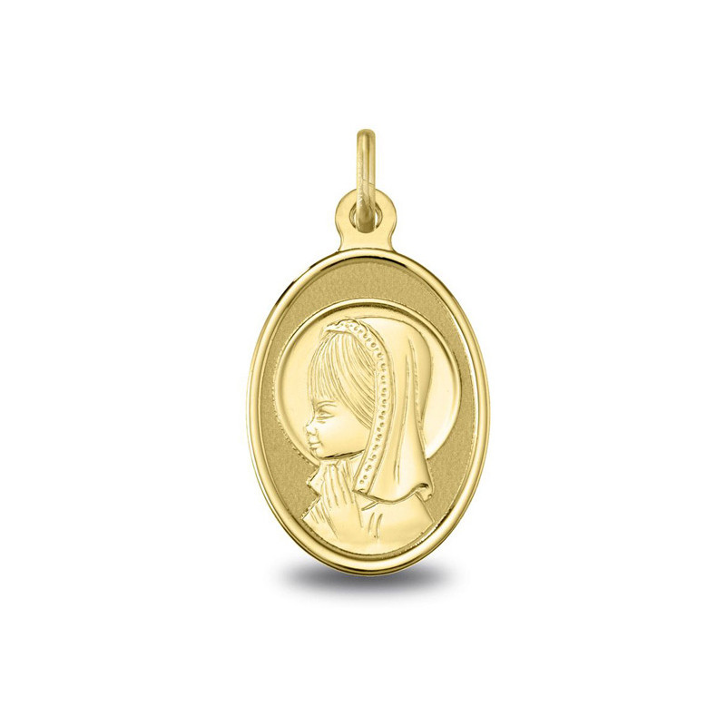 Vierge jeune aureolee - Médaille baptême or | Carat et Moi