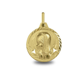 Vierge jeune aureolee - Médaille baptême or | Carat et Moi