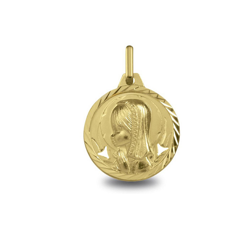 Vierge jeune aureolee - Médaille baptême or | Carat et Moi