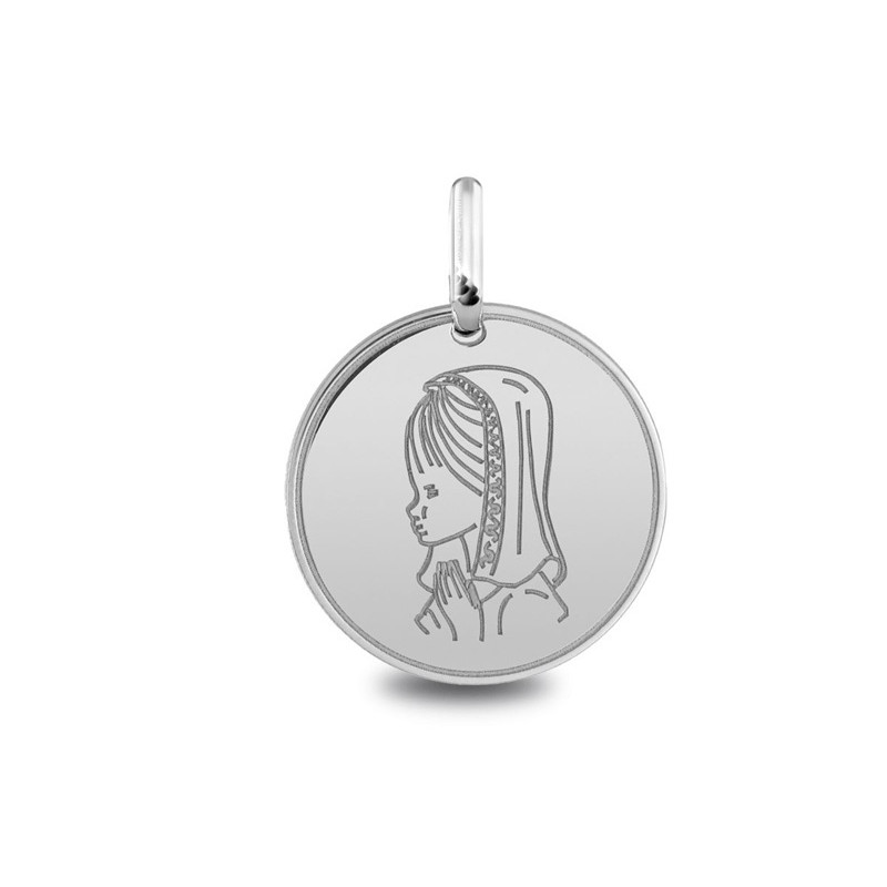 Vierge jeune priant - Médaille baptême or | Carat et Moi