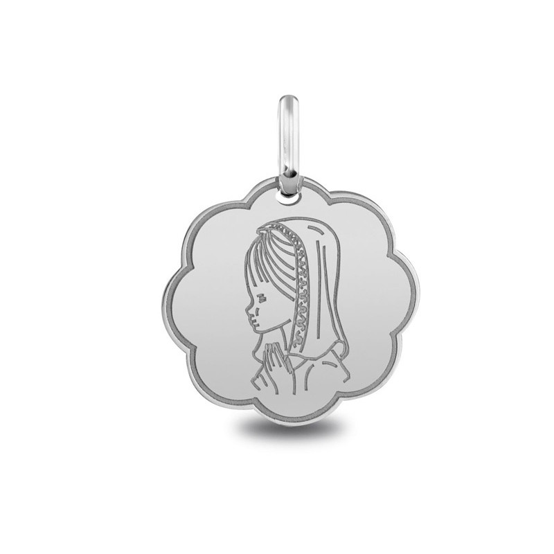 Vierge jeune priant - Médaille baptême or | Carat et Moi