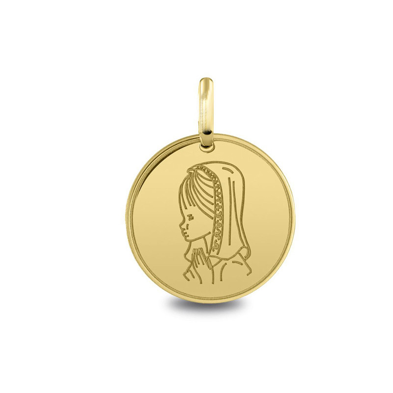 Vierge jeune priant - Médaille baptême or | Carat et Moi