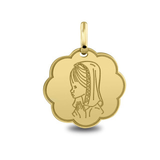 Vierge jeune priant - Médaille baptême or | Carat et Moi