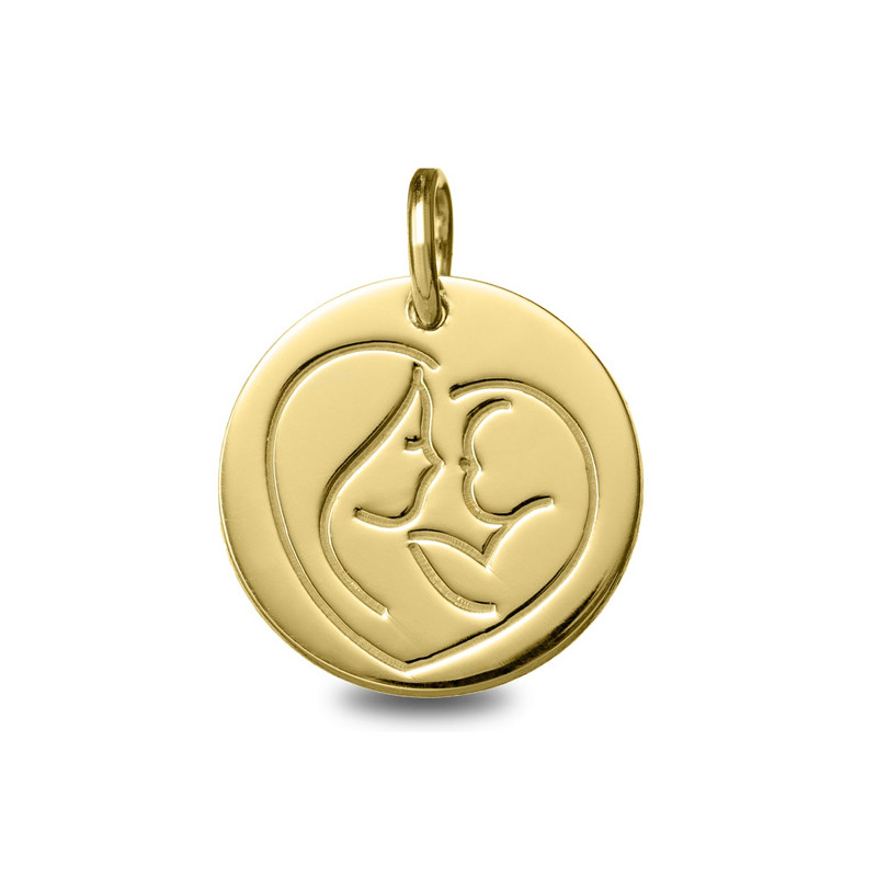 Vierge Marie et Enfant - Médaille baptême or | Carat et Moi