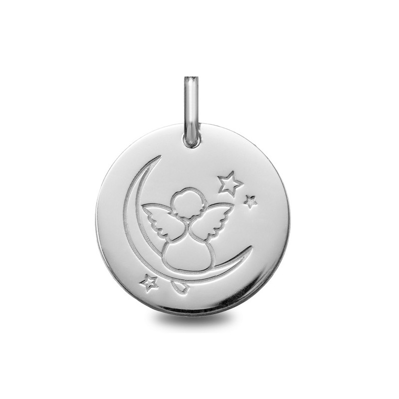 Ange lune - Médaille baptême or | Carat et Moi