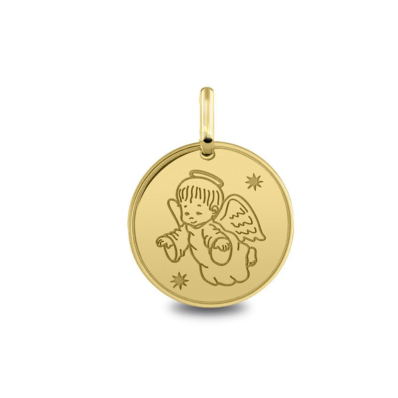 Médaille de baptême : Médaille Ange Étoiles | Carat et Moi