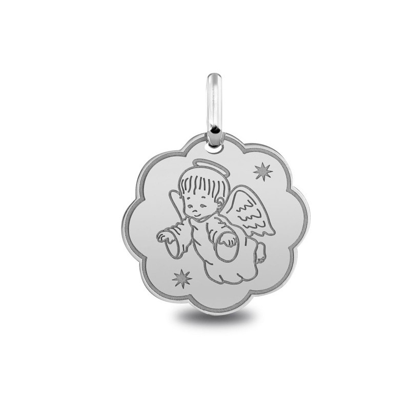 Médaille de baptême : Médaille Ange Étoiles | Carat et Moi