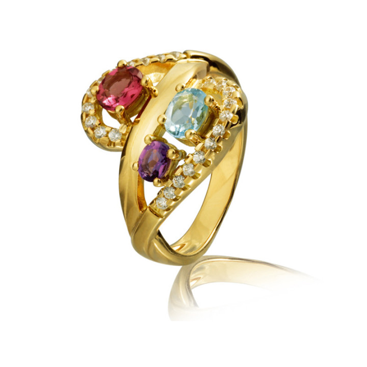 Zephir - Bague or jaune améthyste et diamant