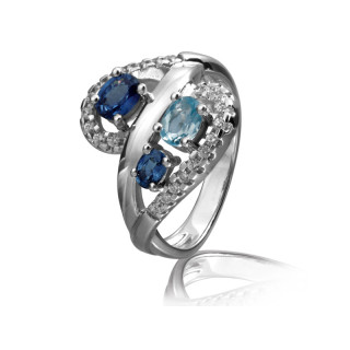 Zephir - Bague or blanc saphir et diamant