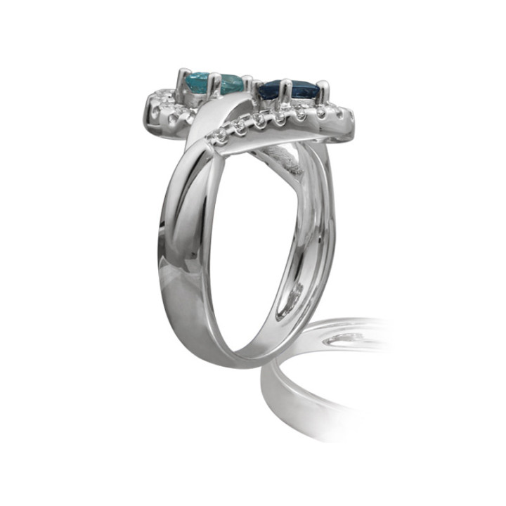 Zephir - Bague or blanc saphir et diamant